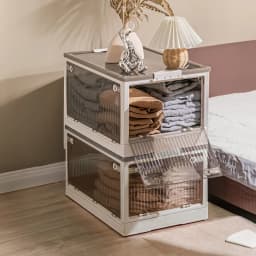 Livingandhome Transparent Folding Storage Box with Wheels