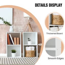 2-Tier White Open Cube Storage, Multifunctional Freestanding Shelf for Home Organization