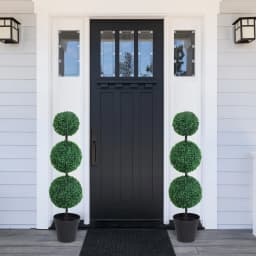 Outsunny 2 PCS Artificial Boxwood Three Balls Tree Decorative Plant Leaves