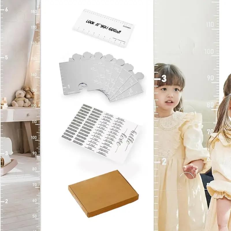 Puzzle Mirror Growth Chart Ruler Shatterproof Acrylic Height Measurement Mirror Ruler Wall Decoration Full Body Mirror