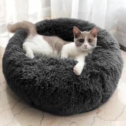 Voltsify 70CM Donut-Shaped Plush Pet Cuddler Bed Machine Washable Anti-Slip for Dog&Cat House Winter Warm Sleeping