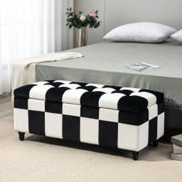 HOMCOM 114 x 47 x 47cm Velvet Storage Ottoman, Button-tufted Footstool Box