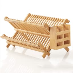 Folding Bamboo Dish Drying Rack Holder Stand Drip Drainer Rack Storage UK STOCK