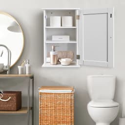BRIEFNESS White Bathroom Wall Cabinet Storage Cabinets Doors Adjustable Shelves MDF Modern Toilet Cupboard Storage Unit Adjustab