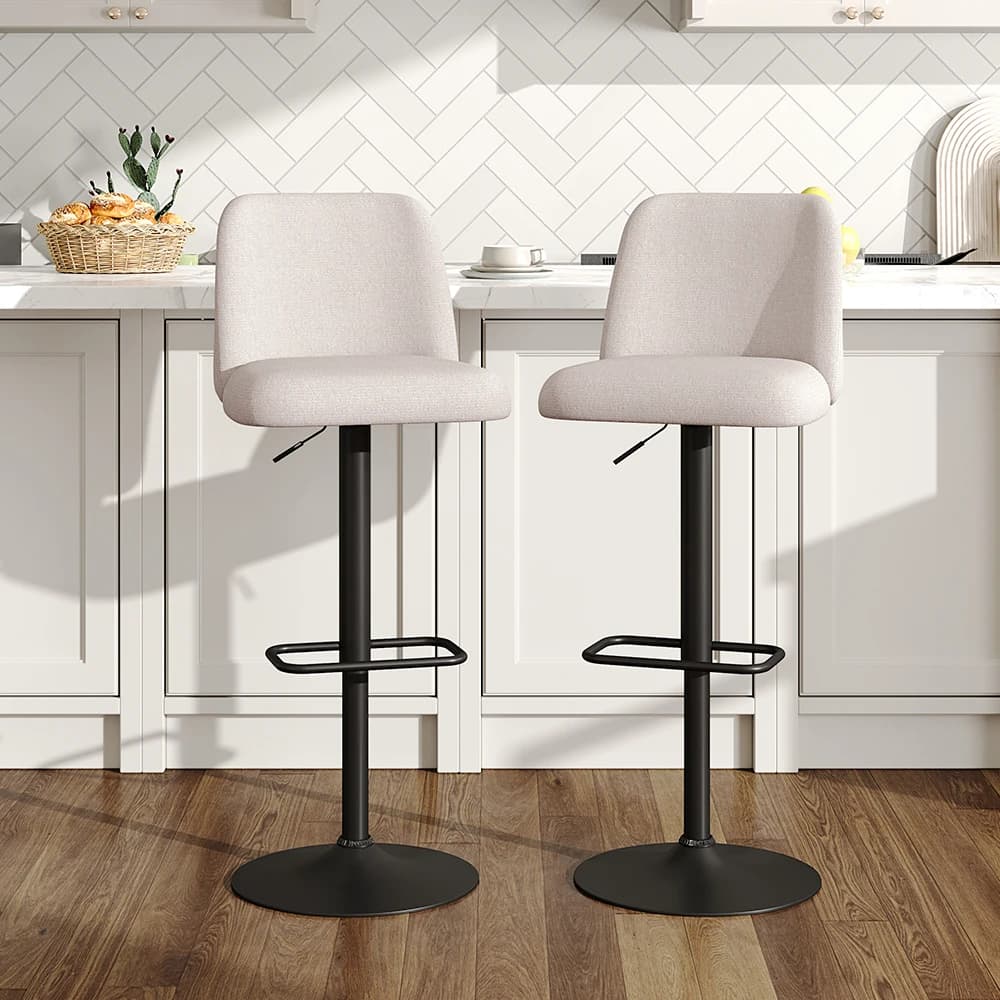 2 sets of bar stools with backrests that can be rotated 360°, Home High Foot Stool for Breakfast Bar Counter Kitchen