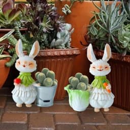 Easter Bunny Figurines Resin Bunny Statue Succulent Pots Garden Decor Yard Art Collectible Figurines Lawn Ornaments Easter
