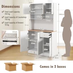 GOFLAME Modern Pantry Cabinet Wodden Kitchen Cabinet Freestanding Buffet Cupboard