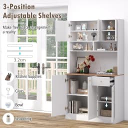 GOFLAME Modern Pantry Cabinet Wodden Kitchen Cabinet Freestanding Buffet Cupboard