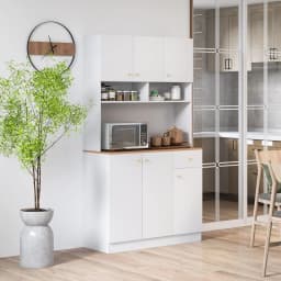 GOFLAME Modern Pantry Cabinet Wodden Kitchen Cabinet Freestanding Buffet Cupboard