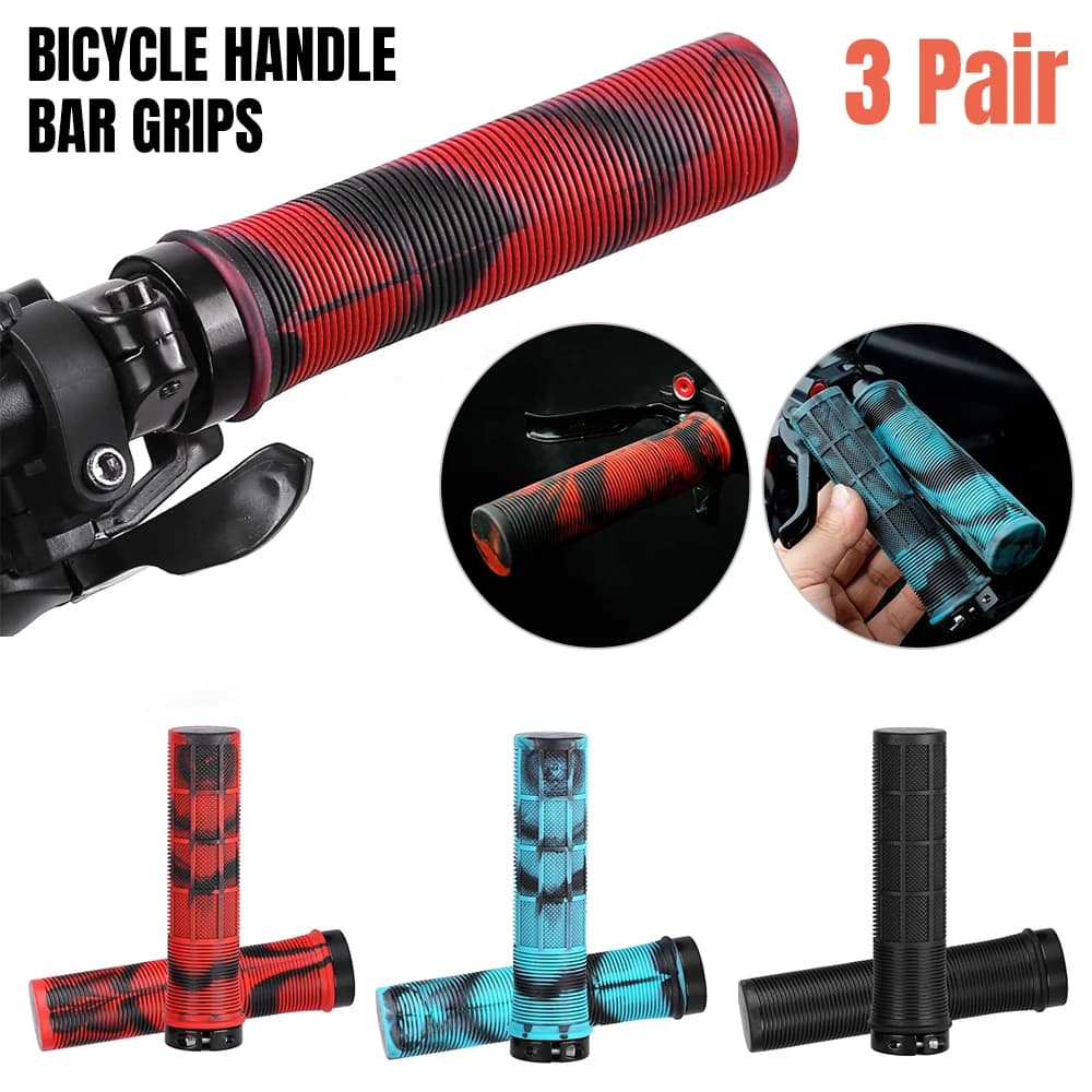 2X Bicycle Handle Bar Grips Double Lock Anti-Skid MTB Mountain Bike Cycle Grip