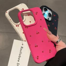 For iPhone 16 15 14 13 12 11 Pro Max CaseCute Cartoon Cherry Lichee Pattern Silicone Cover For iPhone XS Max XR 16 15 Plus Funda