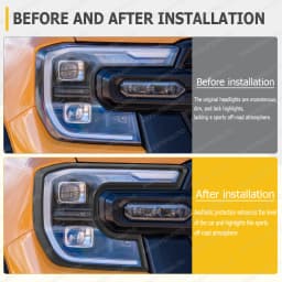 Head Lights Cover For Ford Ranger T9 2023 2024 WILDTRAK SPORT ABS Matte Black Car Body Kits Next Gen Car Exterior Accessories
