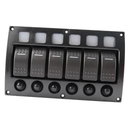 6 Gang LED Rocker Switch Panel with Circuit Breakers for RV Car Marine Boat