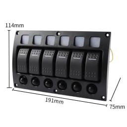6 Gang LED Rocker Switch Panel with Circuit Breakers for RV Car Marine Boat