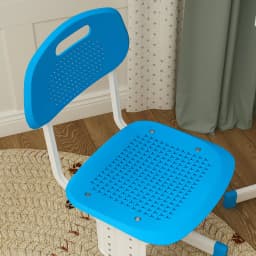 HOMCOM Kids Desk and Chair Set Adjustable Height Drawer Book Stand Blue