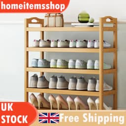 5 Tier Bamboo Shoe Rack Storage Storage Bamboo Shelving Unit Stand Organiser UK