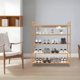 5 Tier Bamboo Shoe Rack Storage Storage Bamboo Shelving Unit Stand Organiser UK