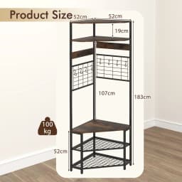 GOFLAME Corner Hall Tree Hallway 5-Tier Coat Rack w/Shoe Storage Bench-Coffee
