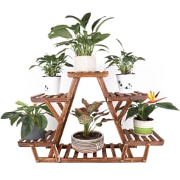 6 Tier Pine Wood Plant Stand Triangle Outdoor Indoor Flower Pots Holder Shelf