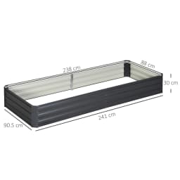 Galvanized Steel Raised Garden Bed Outdoor Planter Box with Open Bottom, Grey