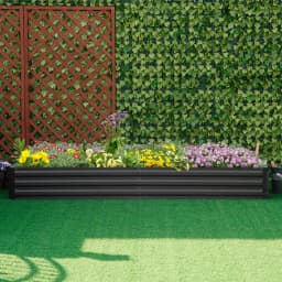 Galvanized Steel Raised Garden Bed Outdoor Planter Box with Open Bottom, Grey