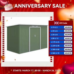 Garden Storage Shed Store Metal Roof Building, Dark Green