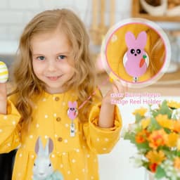 Rabbit Badge Holder Acrylic Glitte Retractable Easter Clip Badge Reel Card Holder For Doctors Nurses Students Teachers