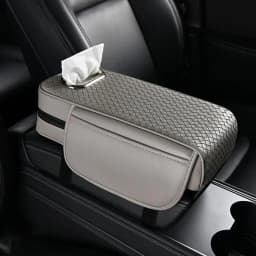 Car Armrest Cover Leather With Tissue Storage Memory Foam Height Pad Universal Auto Center Armrest Protective Cushion Support