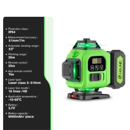 HGLINE 16 Lines Laser Level APP Remote Control Horizontal Vertical Levels Machine Power Display Laser Leveling With 100cm Tripod