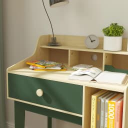 AIYAPLAY Kids Desk and Chair Set with Storage Shelves, Drawer, Kids Table and Chair Set for 3-10 Years, Green