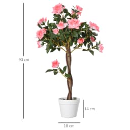 Outsunny Set of 1/2 90cm Artificial Rose Tree, Fake Decorative Plant