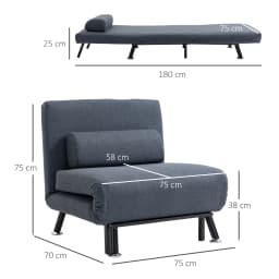 HOMCOM Folding 5 Position Convertible Sleeper Chair Sofa Bed