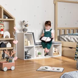 HOMCOM 2 Tier Bookcase w/ Removable Cushions Storage Cabinet for Living Room