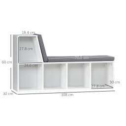 HOMCOM 2 Tier Bookcase w/ Removable Cushions Storage Cabinet for Living Room