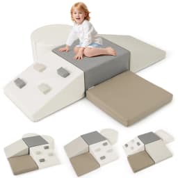 DORTALA 6 Piece Foam Climbing Toys Toddlers Climbing Toys w/EPE Foam-White