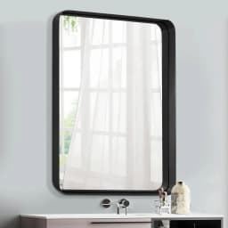 Modern simple rectangular black aluminum frame wall mounted mirror home bathroom decorative mirror
