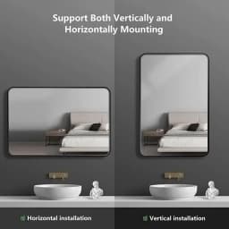 Modern simple rectangular black aluminum frame wall mounted mirror home bathroom decorative mirror