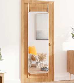 Haodirect Full Length Mirror with Rounded Corners for Hanging on Doors, Wall-mounted Dressing Mirror for Bedroom and Living Room
