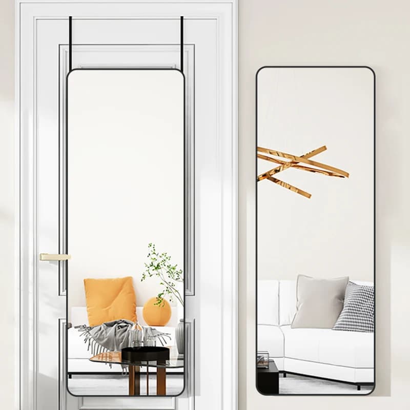 Haodirect Full Length Mirror with Rounded Corners for Hanging on Doors, Wall-mounted Dressing Mirror for Bedroom and Living Room