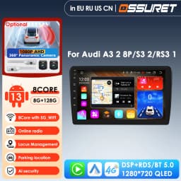 Hizpo CarPlay Android 14 Auto Radio for For Audi A4 B6 B7 S4 RS4 1999-2008 Seat Exeo 4G Car Multimedia GPS 2din Autoradio System