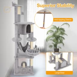 DORTALA Multi-level Cat Tree 176cm Tall Cat Tower w/Top Perch & Cozy Condo-Grey