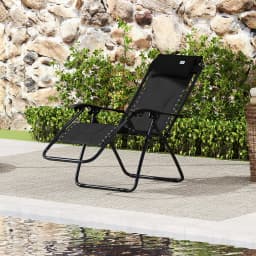 Outsunny Zero Gravity Lounger Chair, Folding Reclining Patio Chair with Padded Seat, Cup Holder, Soft Cushion