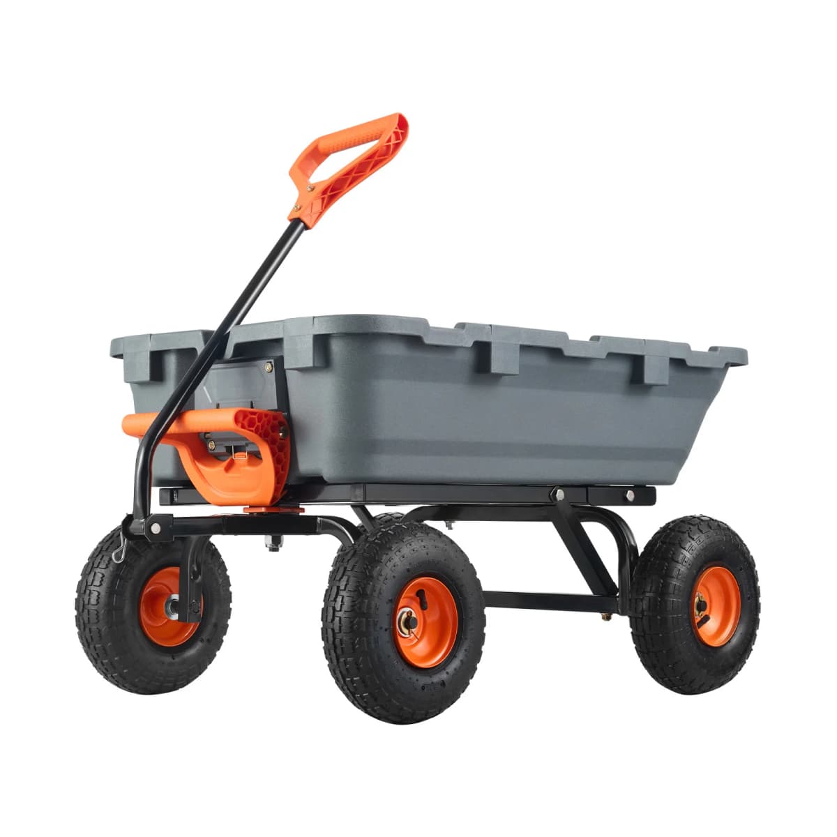 SucceBuy Garden Cart Durable Poly Dump Cart with Simple Assembly Steel Structure Versatile Dump Wagon with Dual-Function Handle