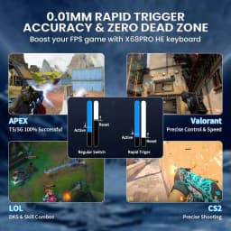 ATTACK SHARK X68PRO HE 60% Wireless Rapid Trigger Gaming Keyboard,Adjustable Actuation,8K,Hall Effect Magnetic Switch,Tri-mode
