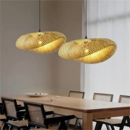 Handcrafted Bamboo Lampshade - Rustic Hanging Lampshade for Kitchen Island, Dining Room, and Farmhouse Ceilings