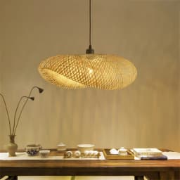 Handcrafted Bamboo Lampshade - Rustic Hanging Lampshade for Kitchen Island, Dining Room, and Farmhouse Ceilings
