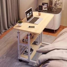 【Breeins】Height Adjustable Mobile Table Overbed Desk with Wheels Multi Color