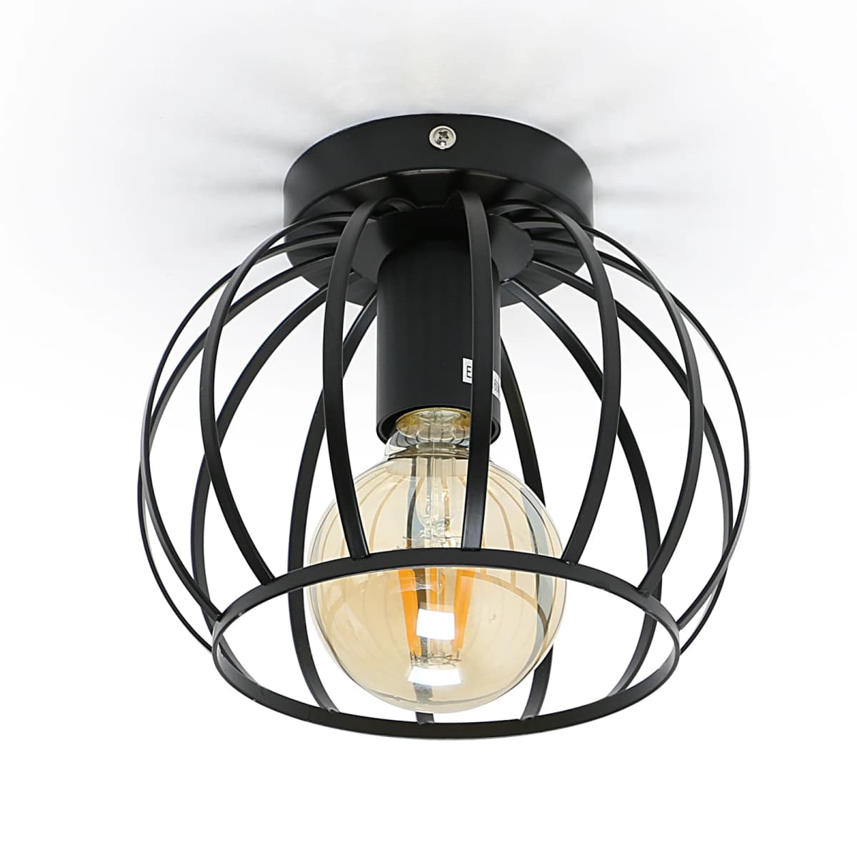 Black Hallway Ceiling Lights: Industrial Retro Cage Ceiling Lamp with Metal Lampshade, E27 Base