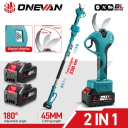 ONEVAN 45MM Brushless Telescoping Pole Electric Pruning Shear 2 IN 1 High Branch Garden Power Tool For 21V 18V Battery