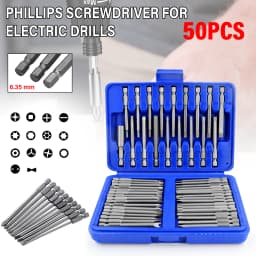 50 PC PH2 T10-30 & Impact Driver Screwdriver Bits Set Extra Long Torx Hex Spline Star Pozi Security